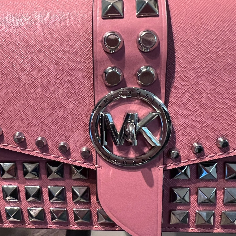 Michael Kors Medium Royal Pink Crossbody Bag with Silver Studs - Picture 2 of 8